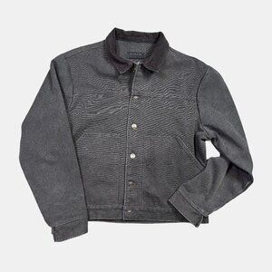 Richie Le Collection Black Corduroy Workwear Denim Crop Jacket Men's Size Large